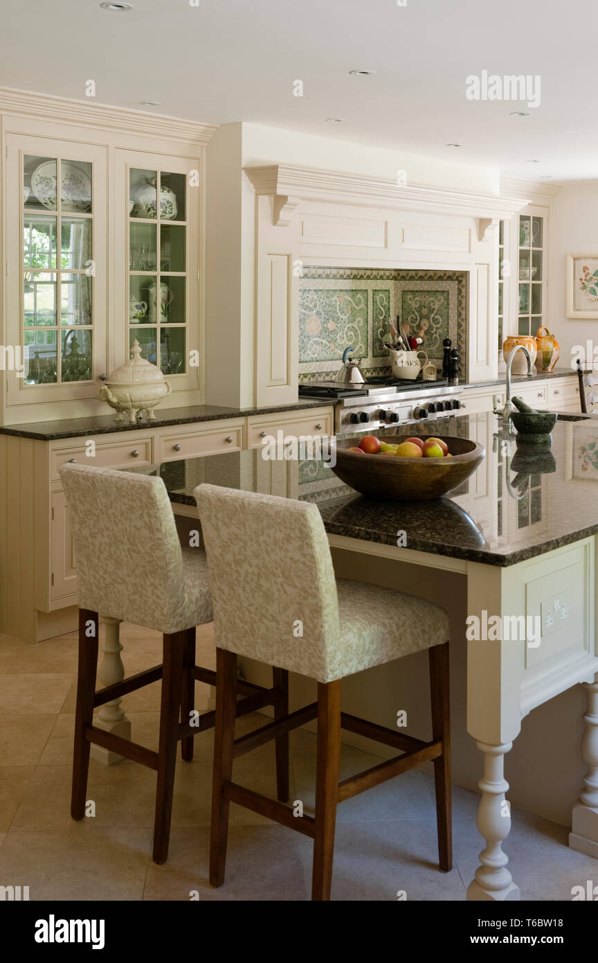 Country style kitchen with an island Stock Photo