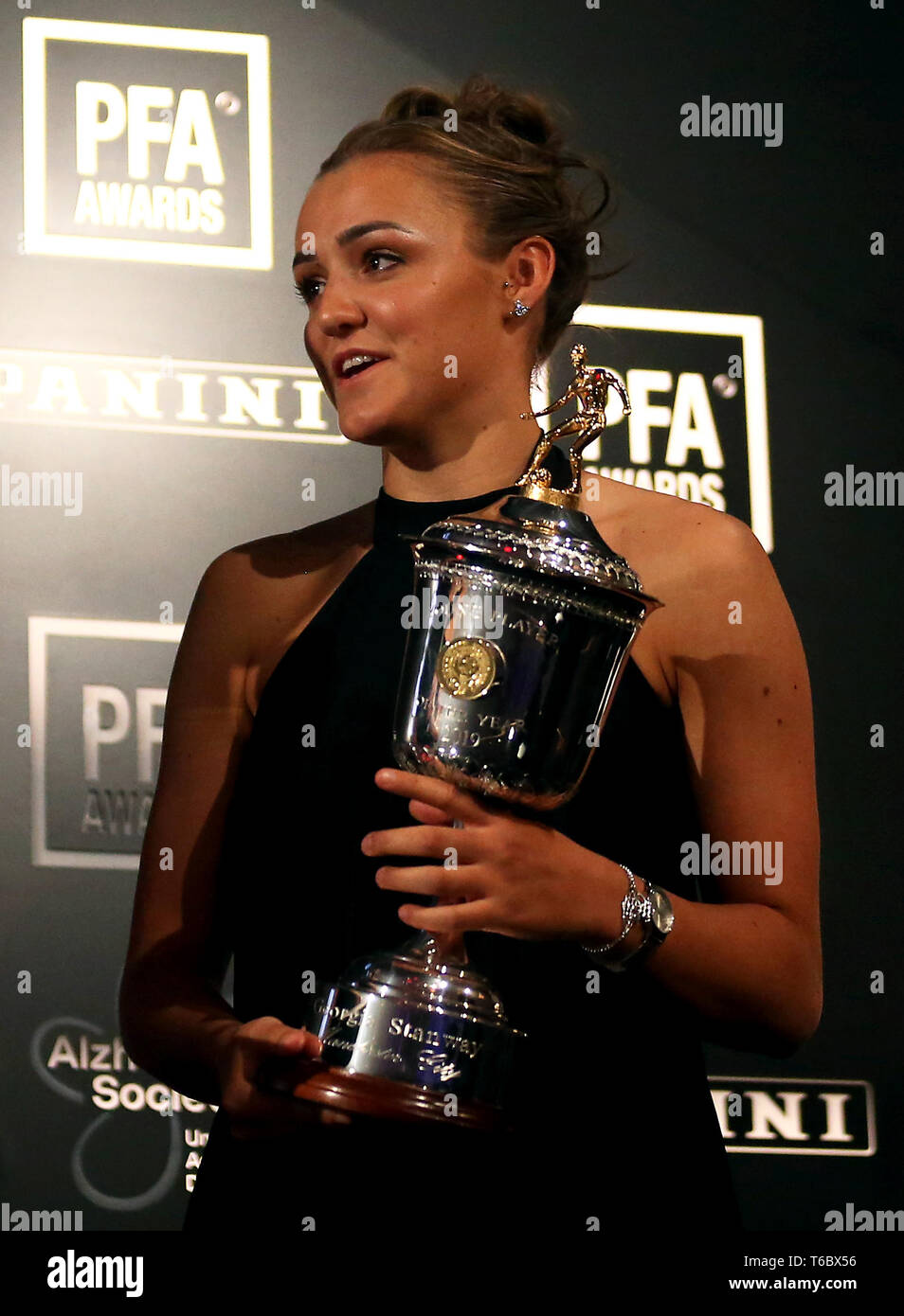 Manchester City Women's Georgia Stanway wins the PFA Young Player of the Year award during the 2019 PFA Awards at the Grosvenor House Hotel, London. PRESS ASSOCIATION Photo. Picture date: Sunday April 28, 2019. See PA story SOCCER PFA. Photo credit should read: Steven Paston/PA Wire Stock Photo