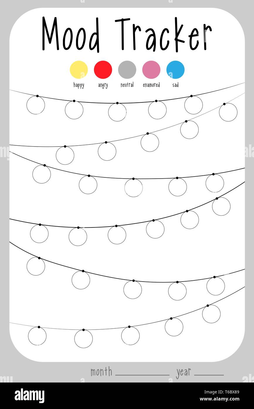 Mood diary for a month. mood tracker calendar. keeping track of ...