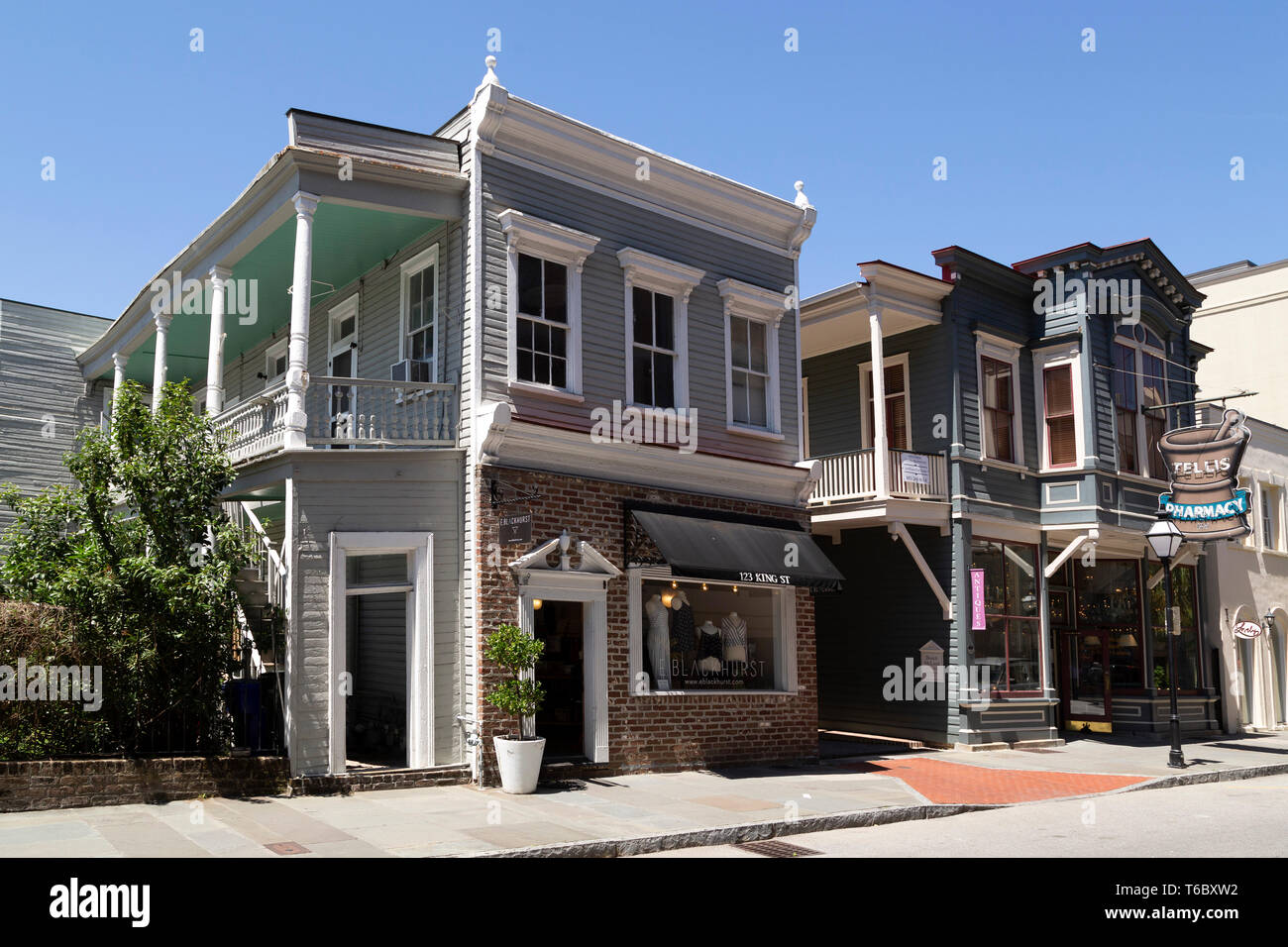 Stores on King Street in Charleston, South Carolina, USA. The shops