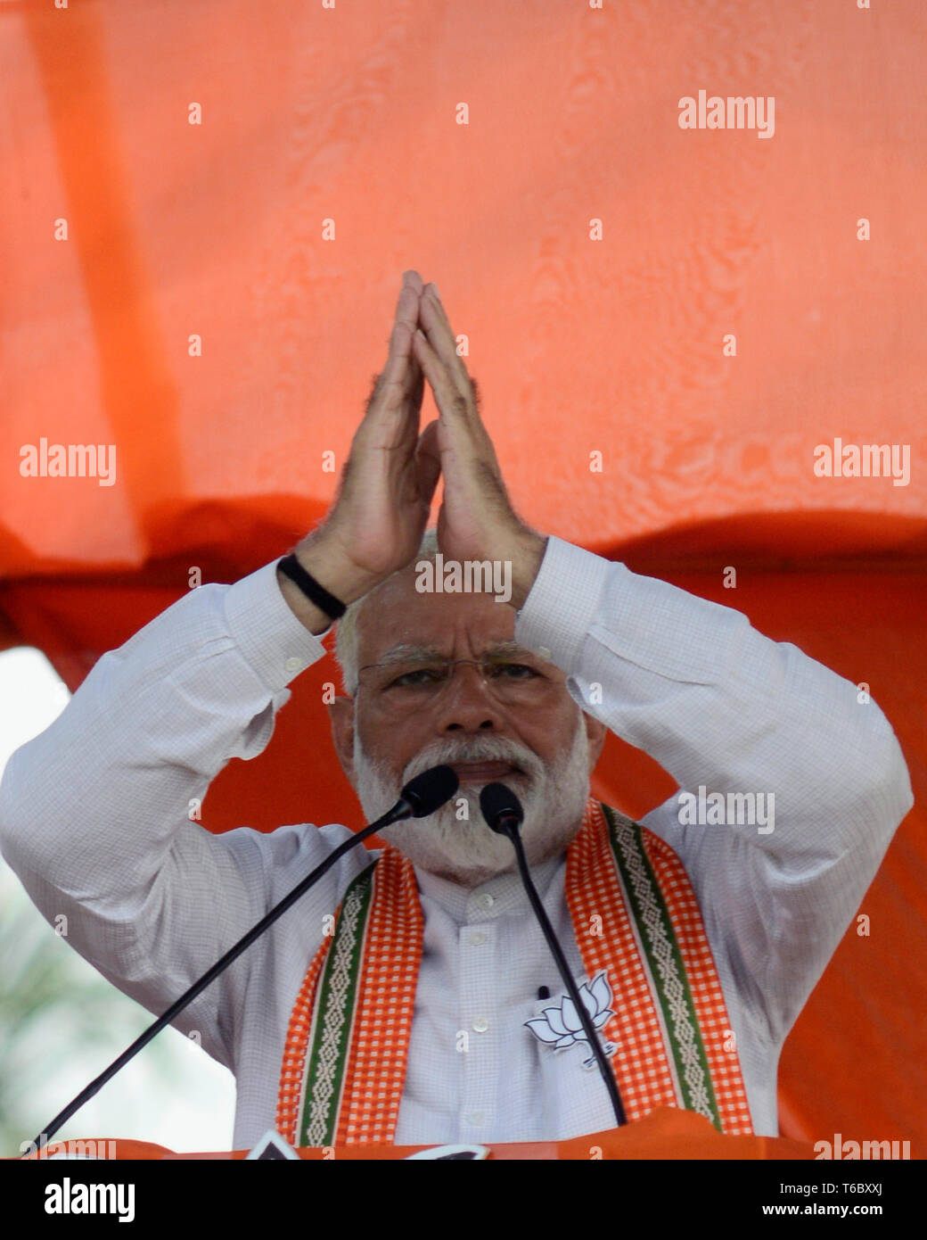 Kolkata, India. 29th Apr, 2019. Prime Minister Narendra Modi address during an election campaign for Lok Sabha Election at Barrackpore constituency of North 24 Parganas. Credit: Saikat Paul/Pacific Press/Alamy Live News Stock Photo