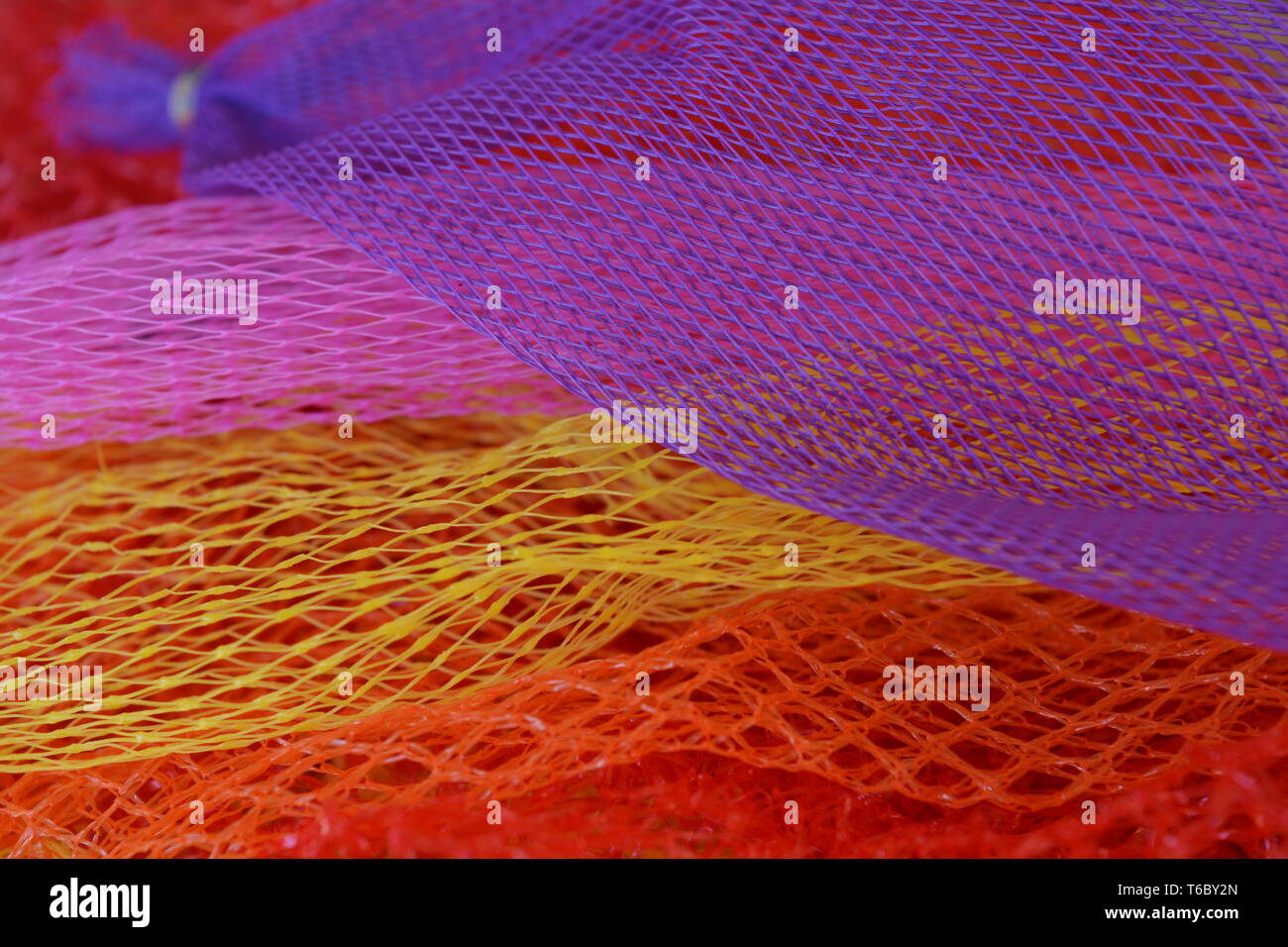 Plastic net bags used for food packaging, Creative Concept