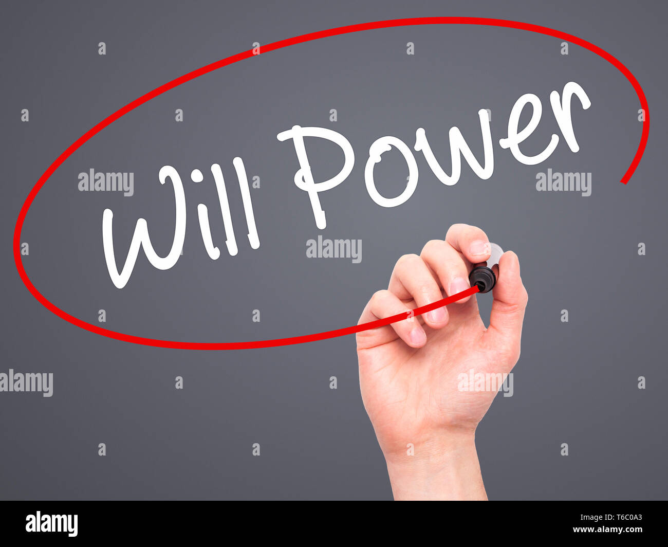 Man Hand writing Will Power with black marker on visual screen Stock Photo