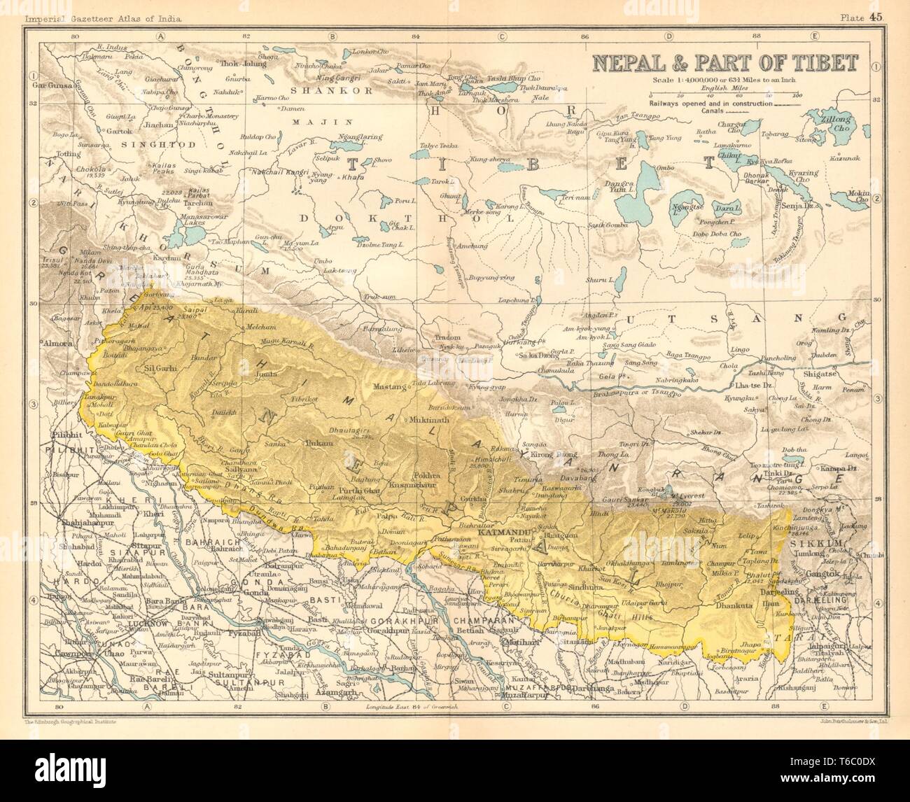 Nepal & part of Tibet. Himalayas. Kathmandu 1931 old vintage map plan chart Stock Photo Alamy