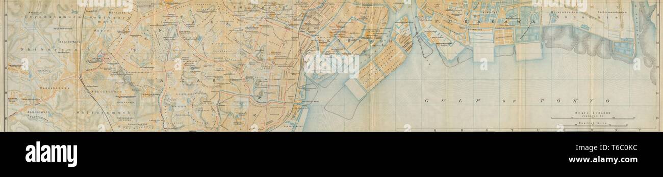 Tokyo 3 south. Akasaka, Azabu antique town city plan. Japan 1914 old ...