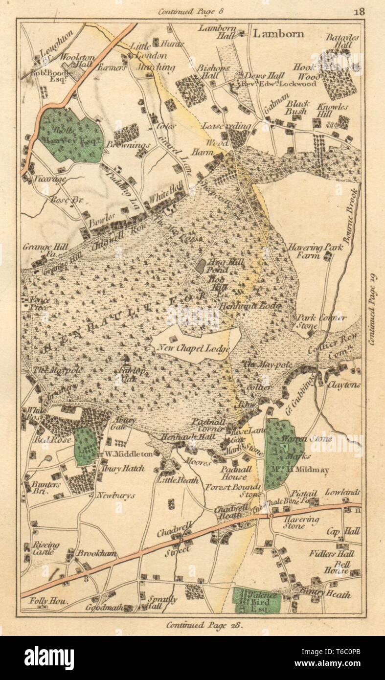 ILFORD. Chigwell Row, Hainault, Chadwell Heath, Romford, Loughton 1811 old map Stock Photo