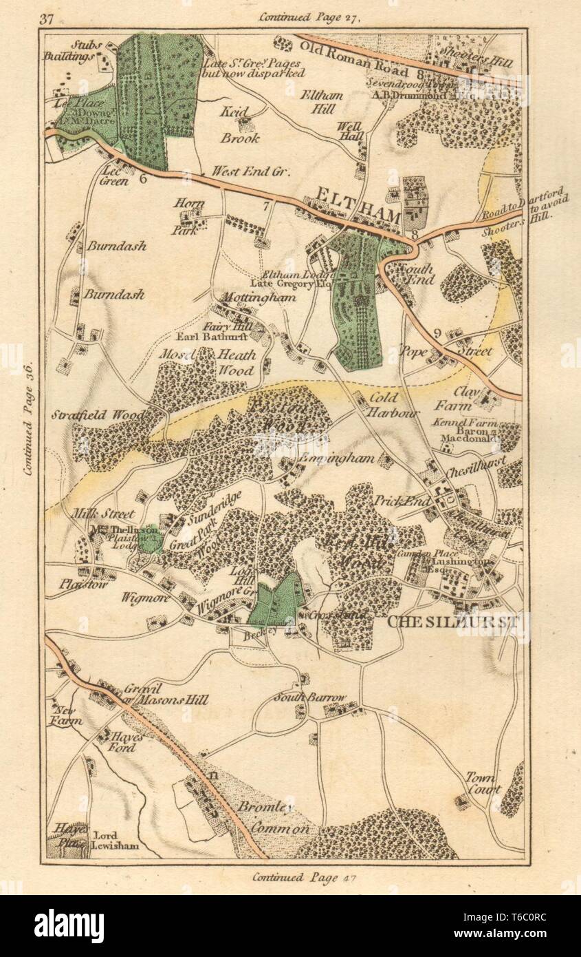 BROMLEY. Eltham,Chislehurst,Shooter's Hill,Petts Wood,Blackheath Park 1811 map Stock Photo