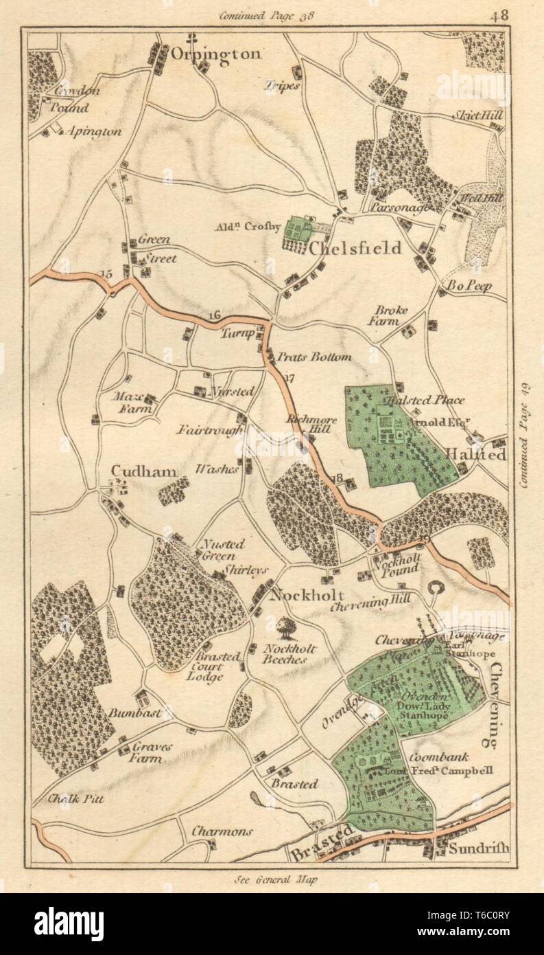 ORPINGTON. Chelsfield,Halsted,Chudham,Knockholt,Chevening,Sundridge 1811 map Stock Photo