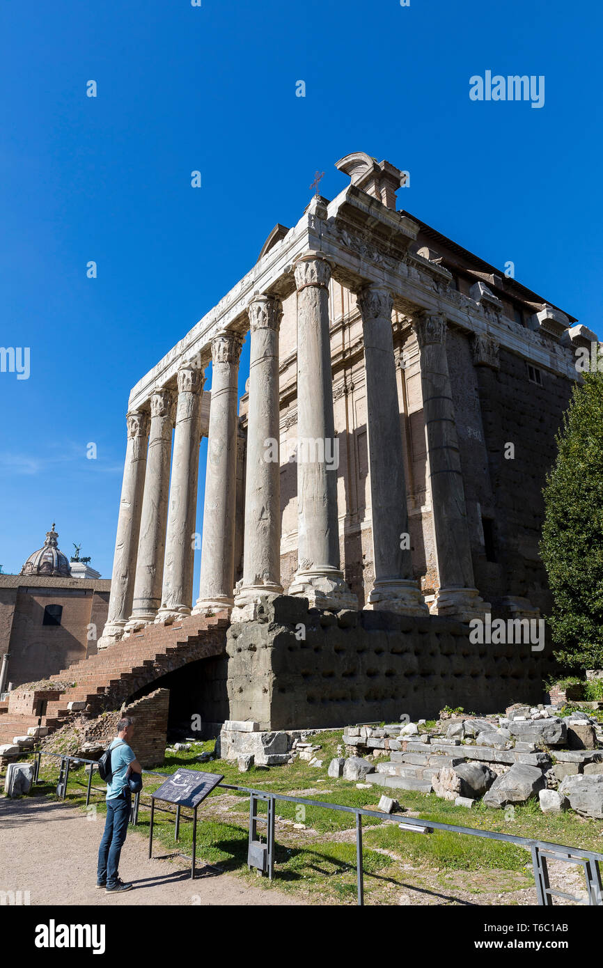 Temple of Antoninus and Faustina, Roman Forum, Rome, Italy Stock Photo