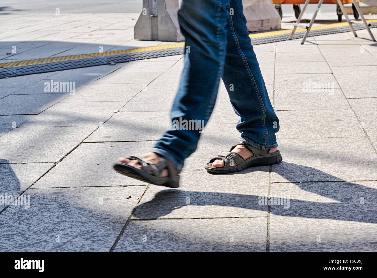 hurrying pedestrian in Berlin Stock Photo