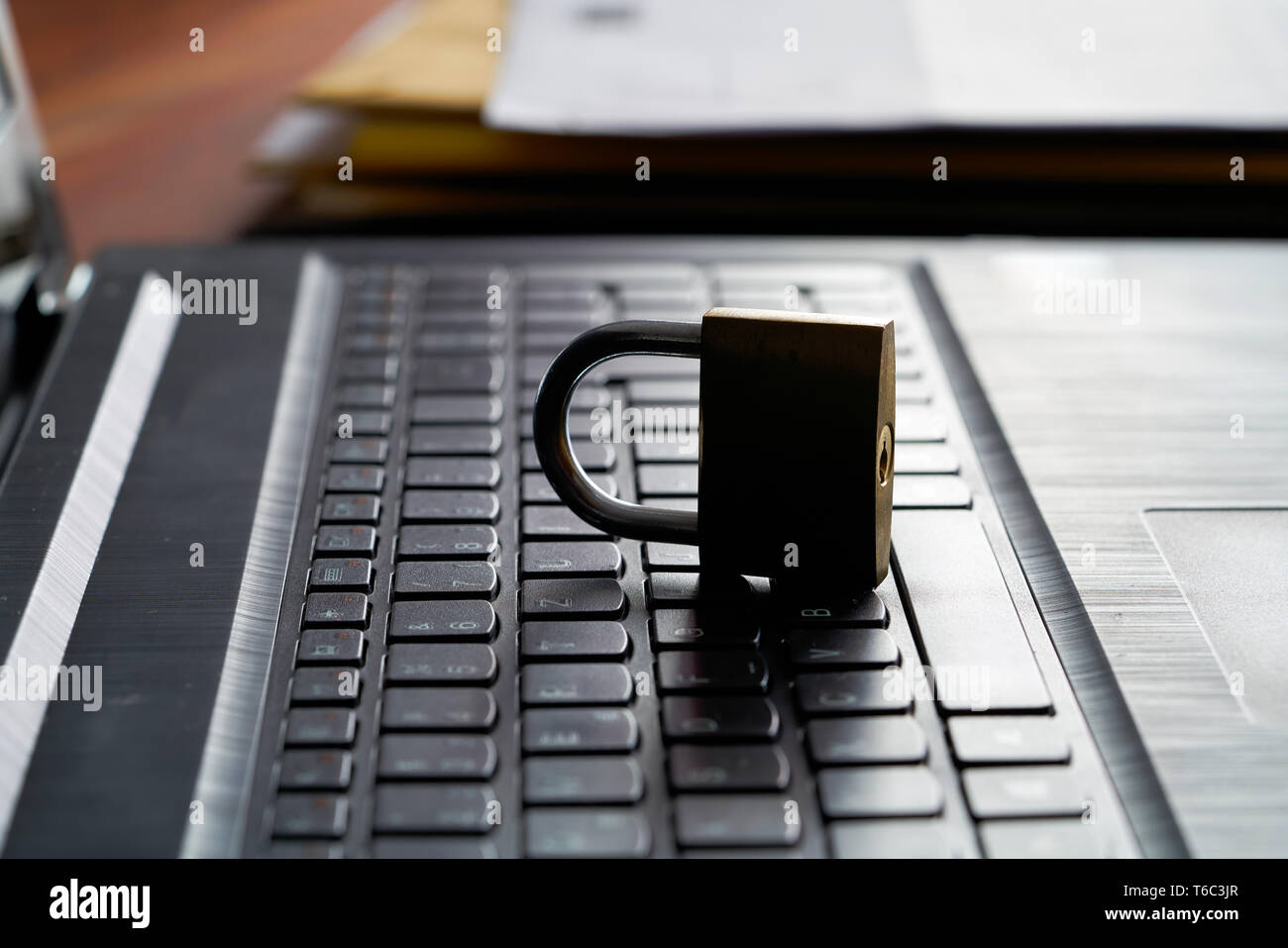 Computer keyboard and padlock as a symbol of Internet security Stock Photo