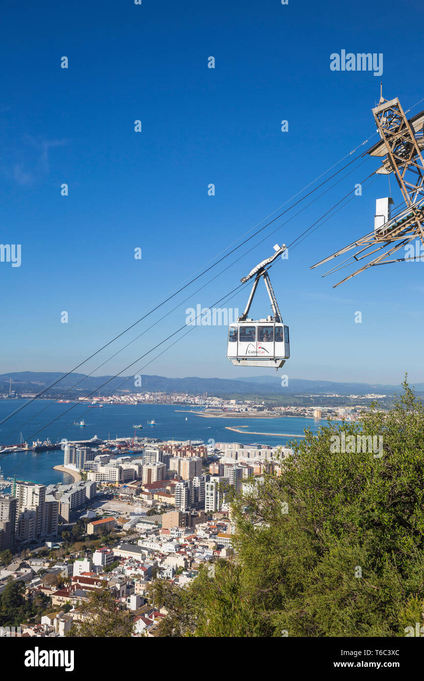 Gibraltar, Rock of Gibraltar, Cable car Stock Photo