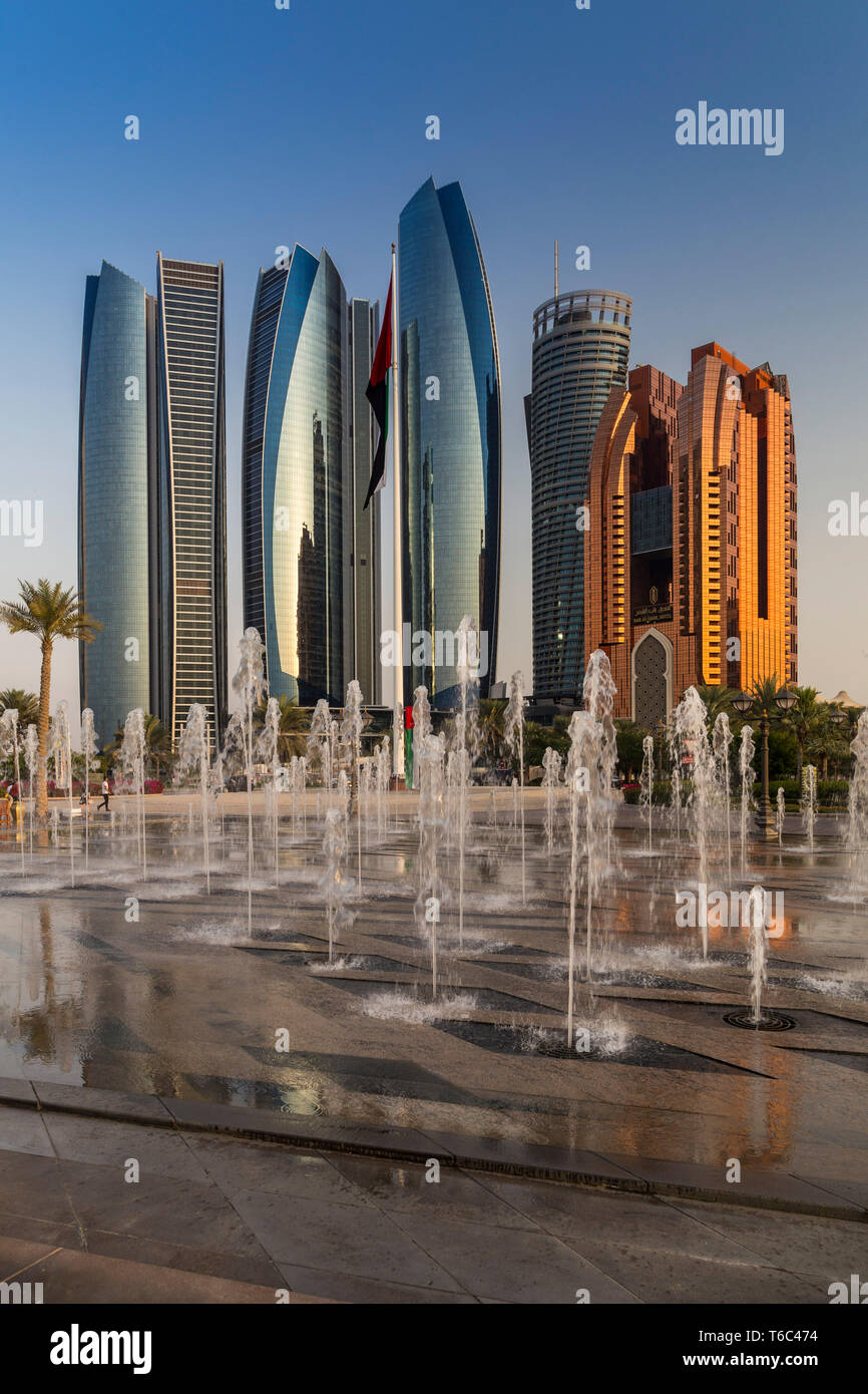 UAE, Abu Dhabi, City Center Skyline Stock Photo