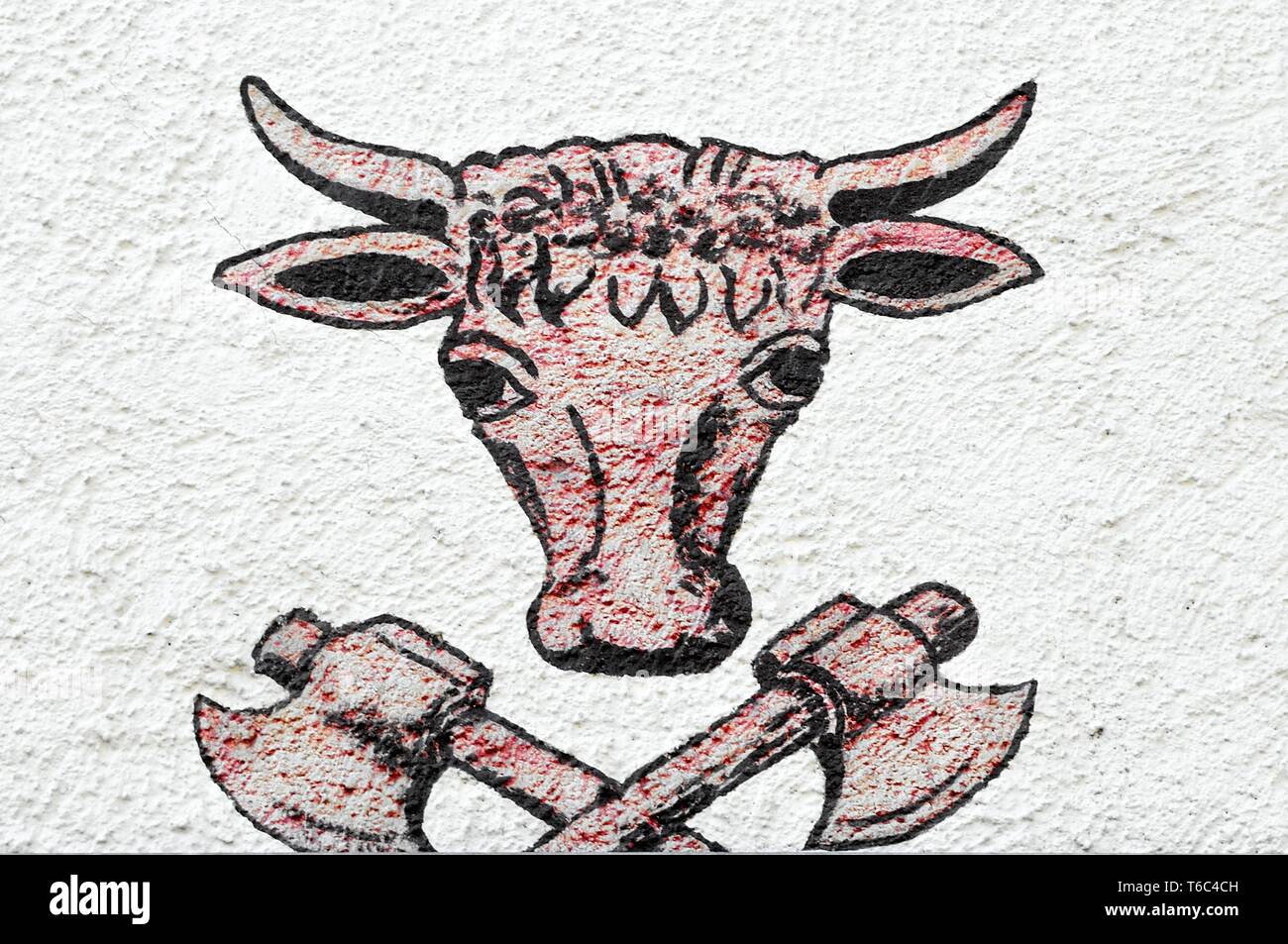 Beef head and Meat ax Stock Photo Alamy