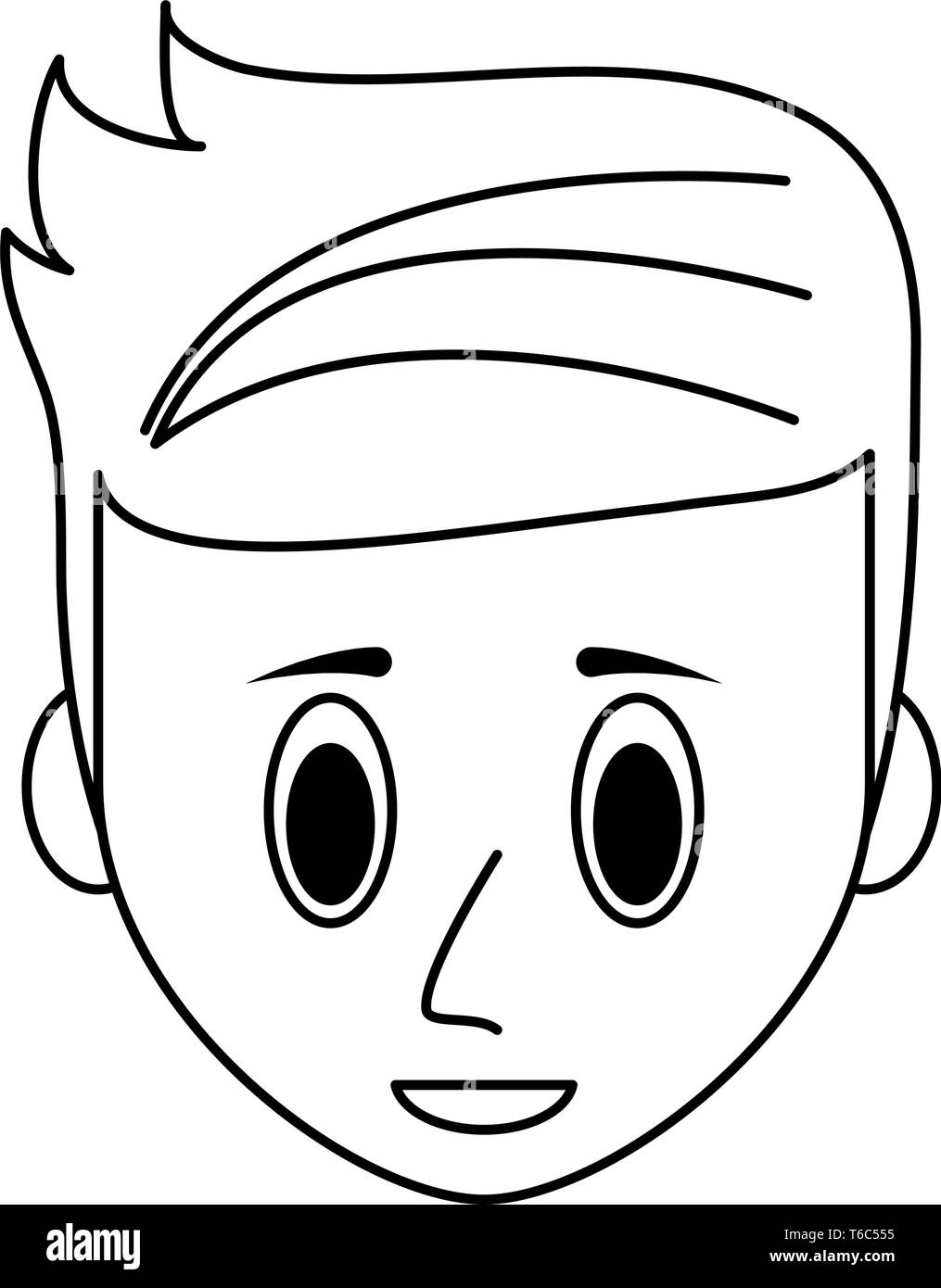 Young man face cartoon in black and white Stock Vector Image & Art - Alamy