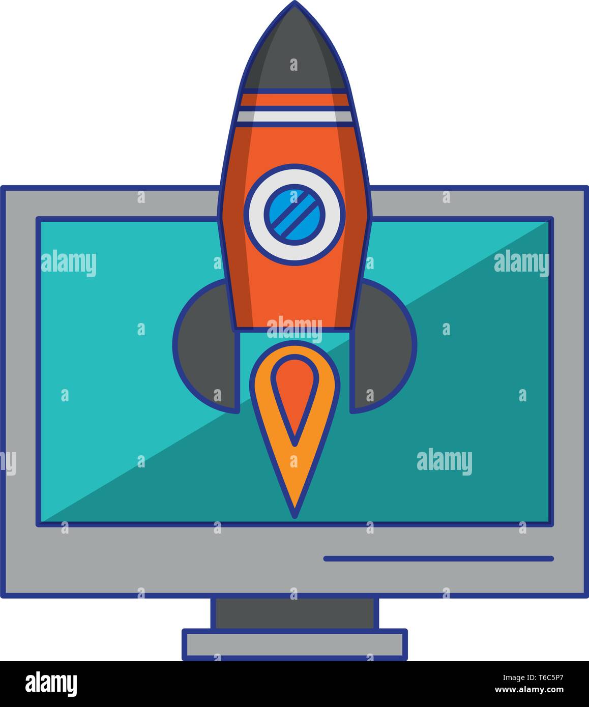 computer and rocket Stock Vector Image & Art - Alamy