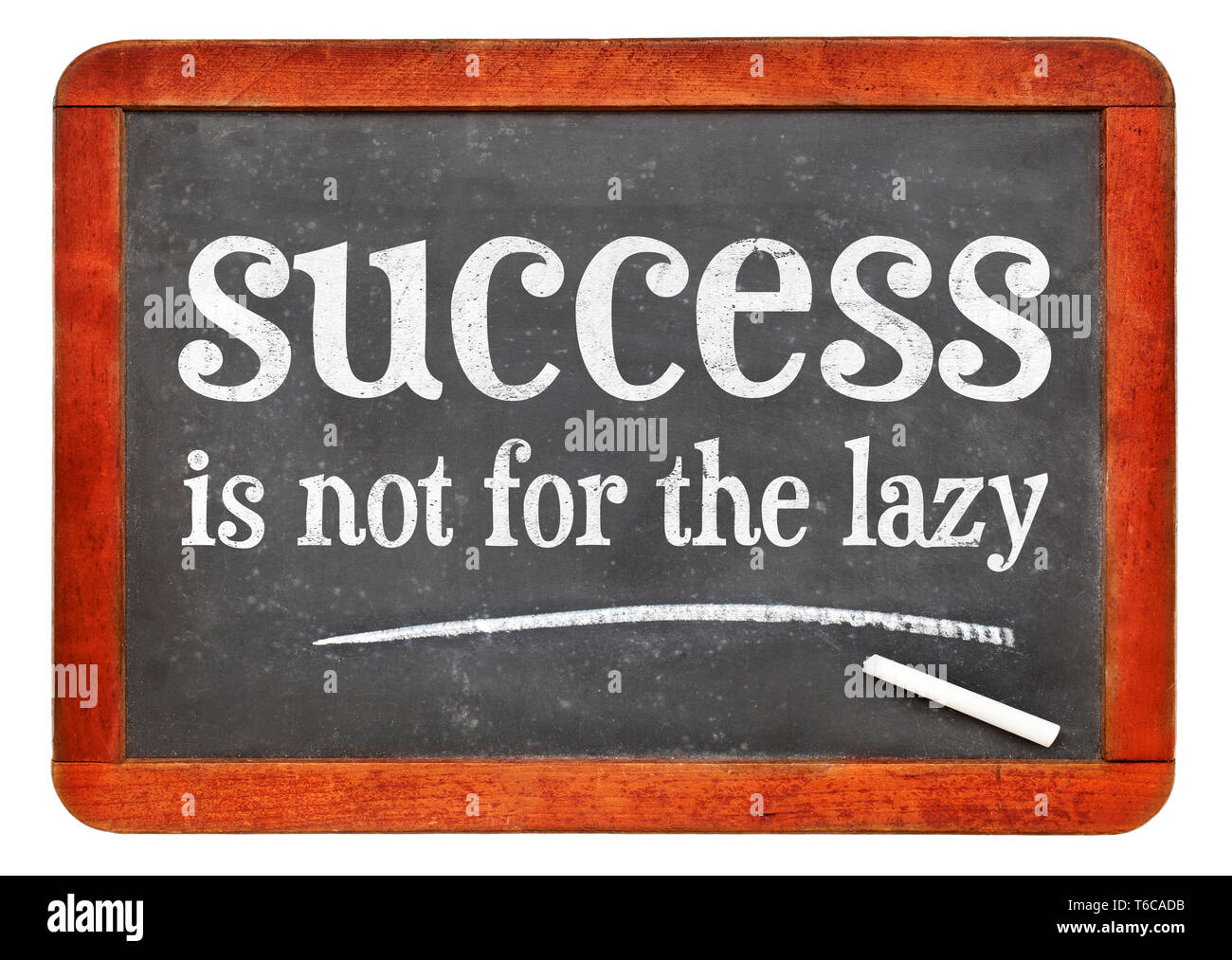 success is not for the lazy -white chalk text on a vintage slate blackboard Stock Photo