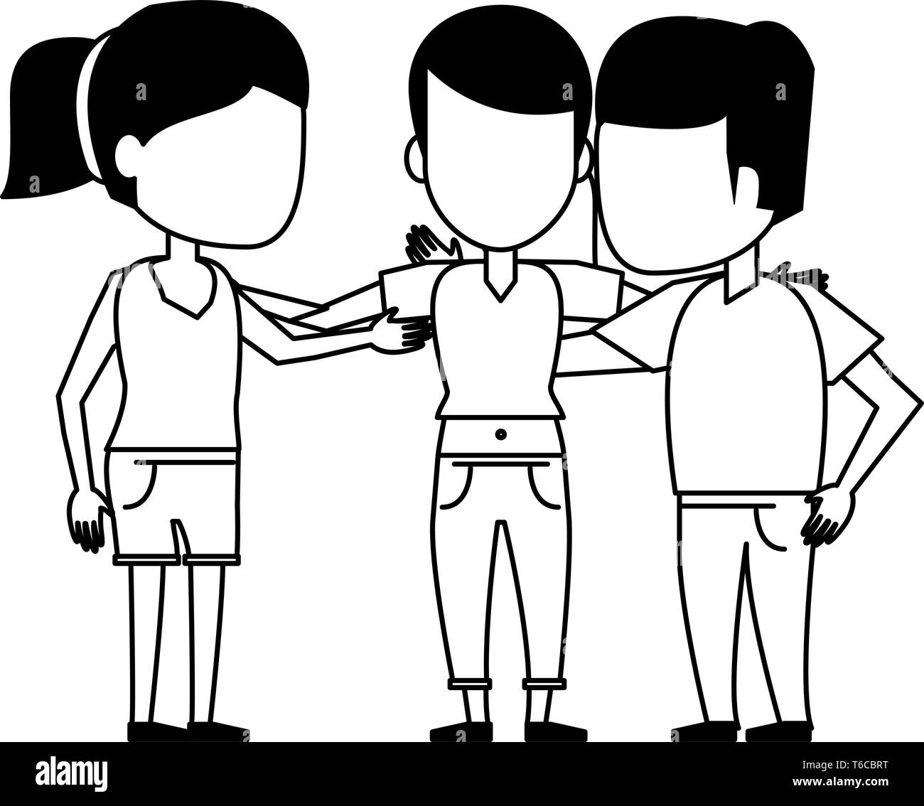 Friends people cartoon in black and white Stock Vector Image & Art - Alamy