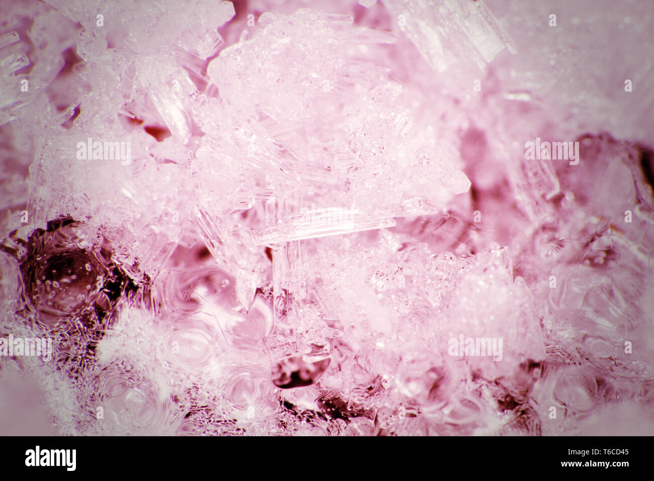 Closeup of the structure of ice and frost. Crystals and the structure ...