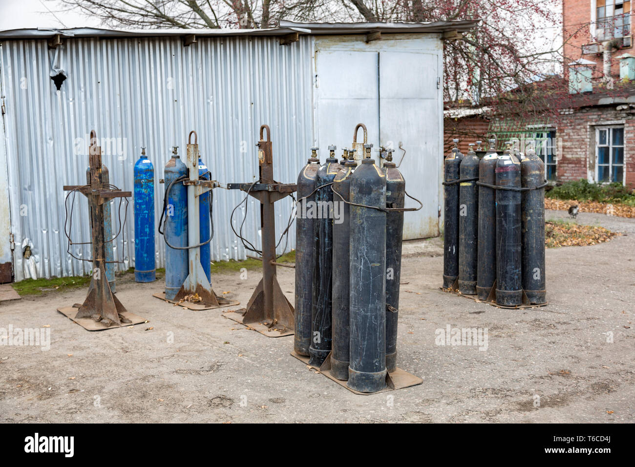 Old gas cylinders Stock Photo Alamy