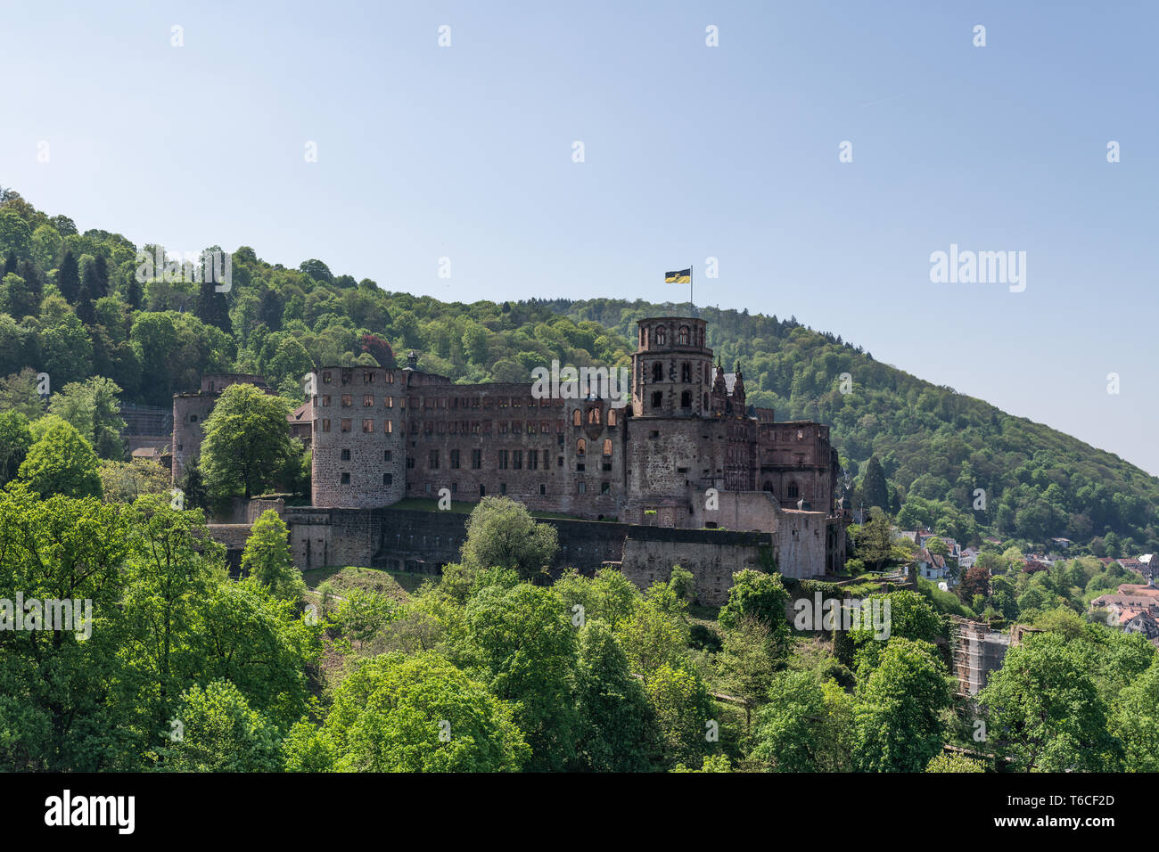 Travel, Germany, Badenwürttemberg, Heidelberg, Schlossgarten, April 30. View of the castle. Stock Photo