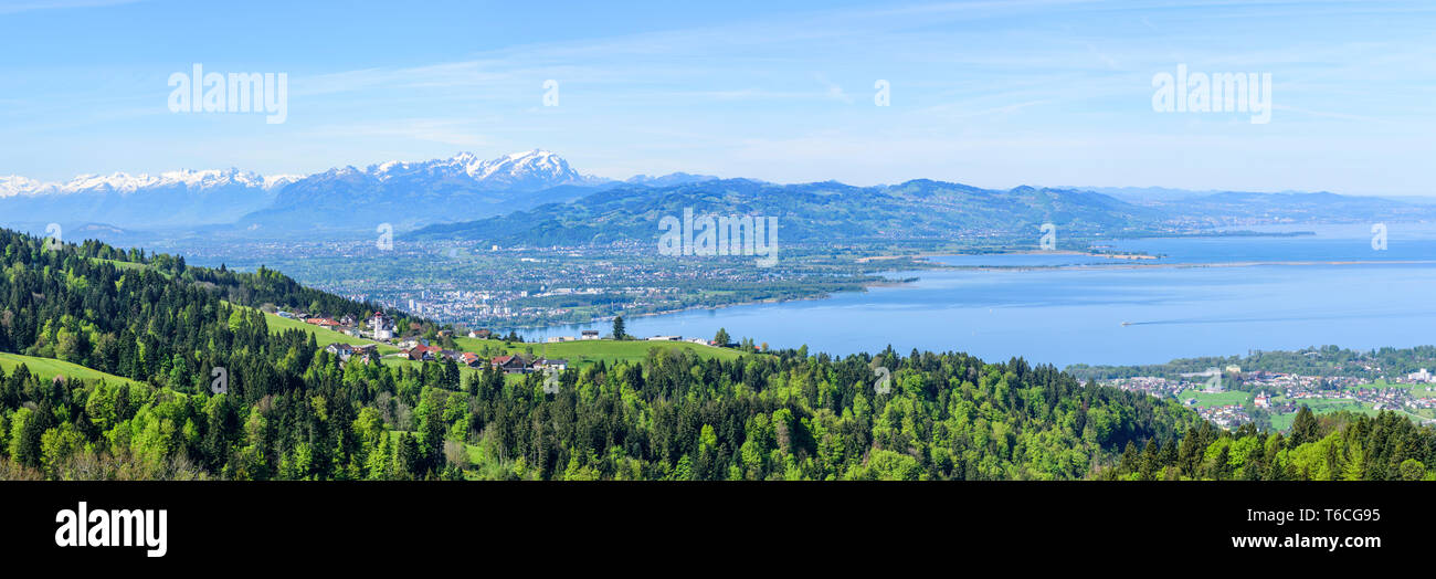 Impressive view to Bregenz and Rhine valley at the eastern Lake Constance Stock Photo