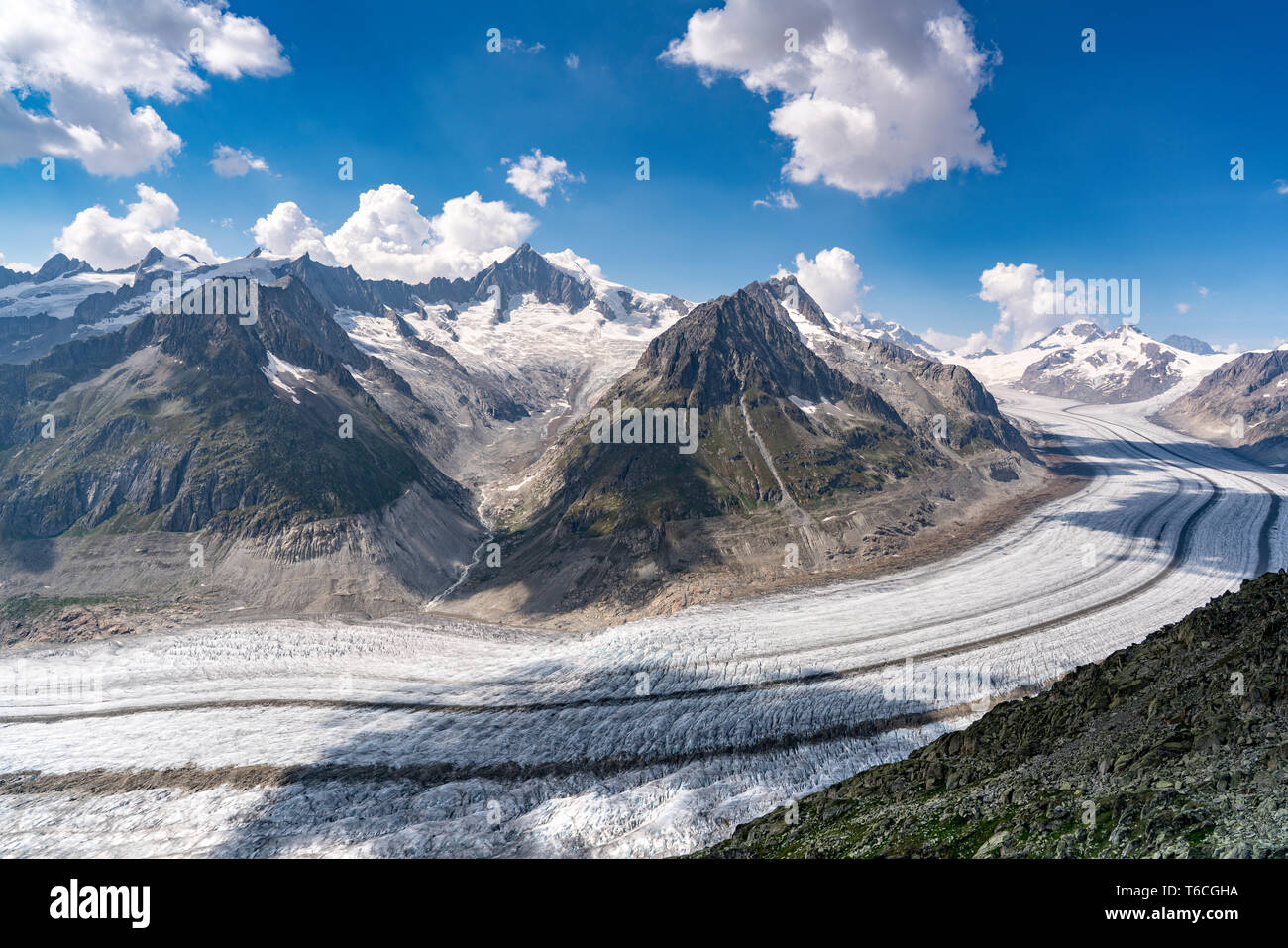 View Of Great Aletsch Glacier From Eggishorn In 2018 This And Other Glaciers In Switzerland Lost 2 5 Percent Of Their Volume Stock Photo Alamy