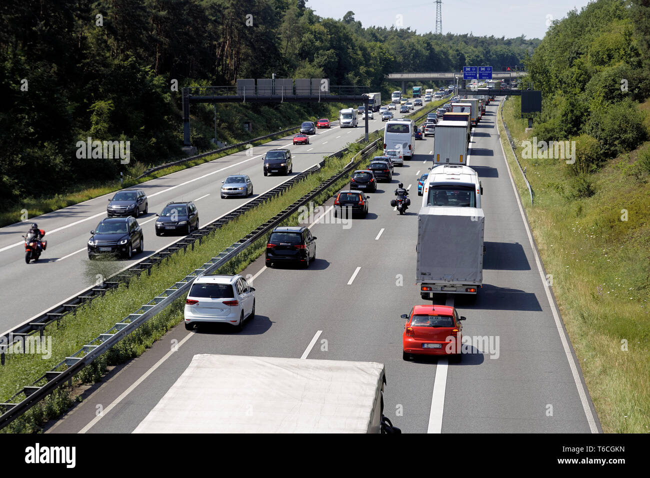 traffic jam on a highway in germany Stock Photo