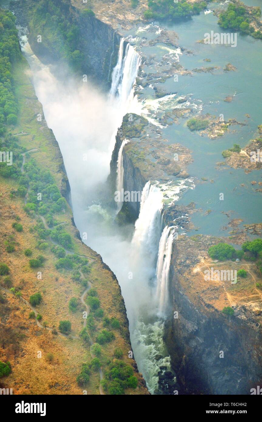 Aerial view Victoria Falls Zimbabwe Stock Photo