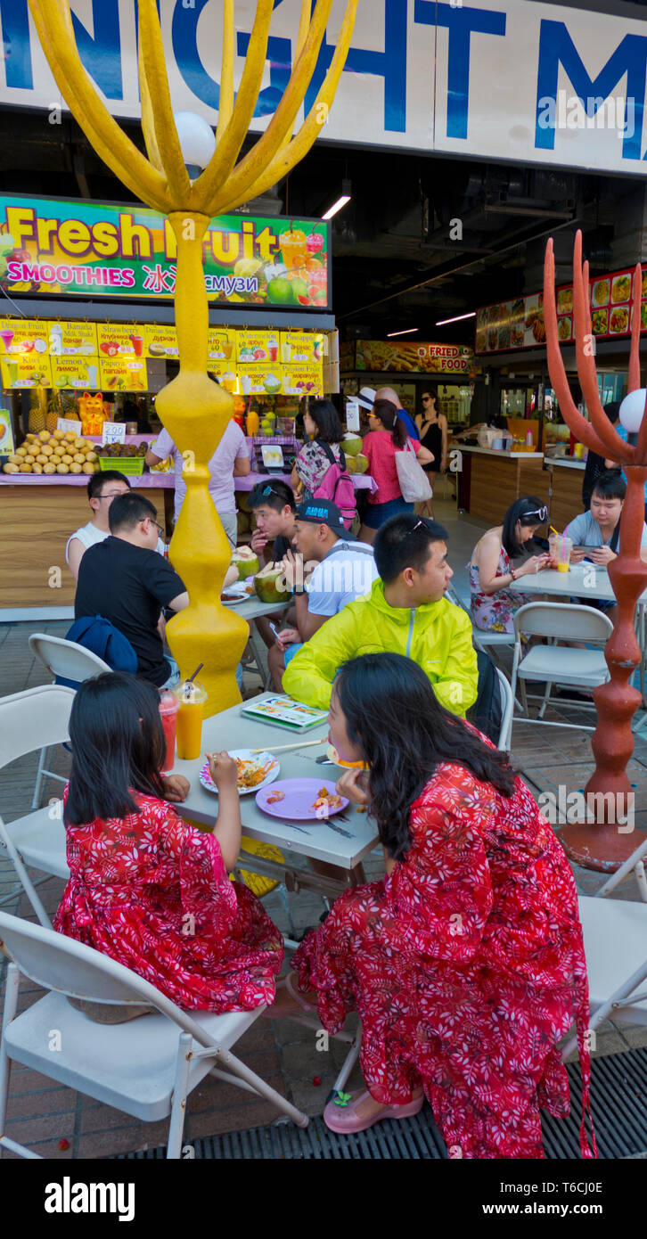 Outdoor eating area, food court, The Block, hotel and complex, Patong, Phuket island, Thailand Stock Photo