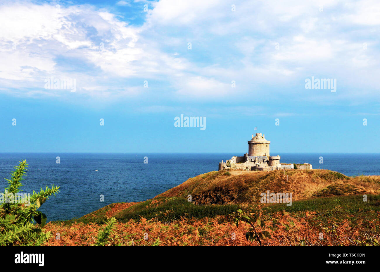 Breton coast point occupied by a fort La Latte in Brittany, France