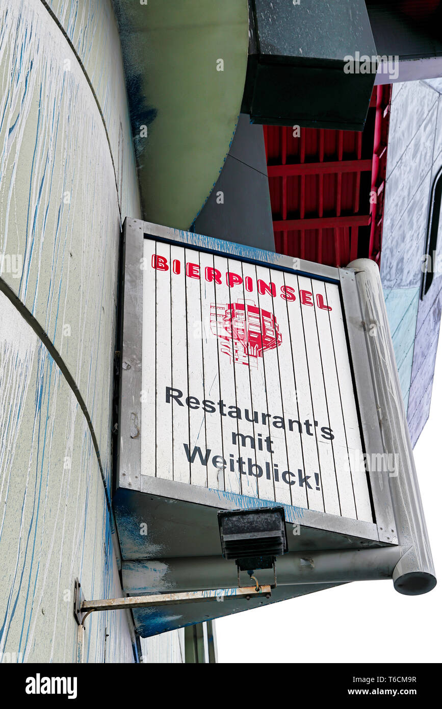 Advertising sign at the former Restaurant Bierpinsel in Berlin-Steglitz Stock Photo