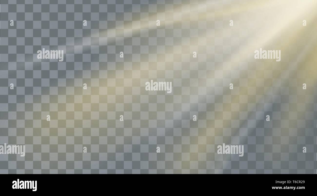 Glowing sun flare rays vector illustration with transparent background and light effect Stock Vector