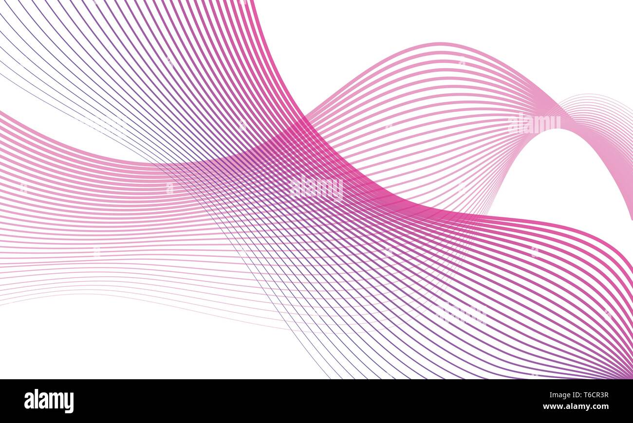 A clean pink modern curved wave pattern background made up of many lines. Minimalist and ideal for presentations Stock Vector