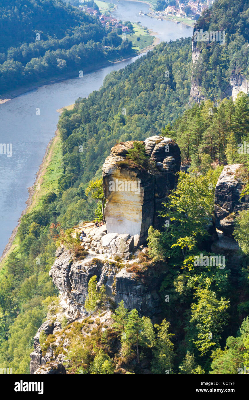 The Bastei Rocks, Elbe sandstone highlands, Saxon Switzerland National Park, Germany Stock Photo