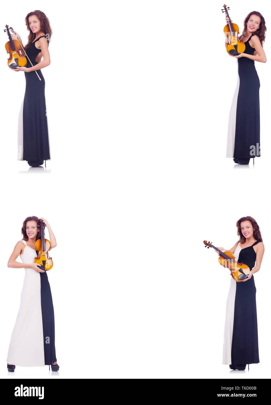 Woman playing violin isolated on white background Stock Photo - Alamy