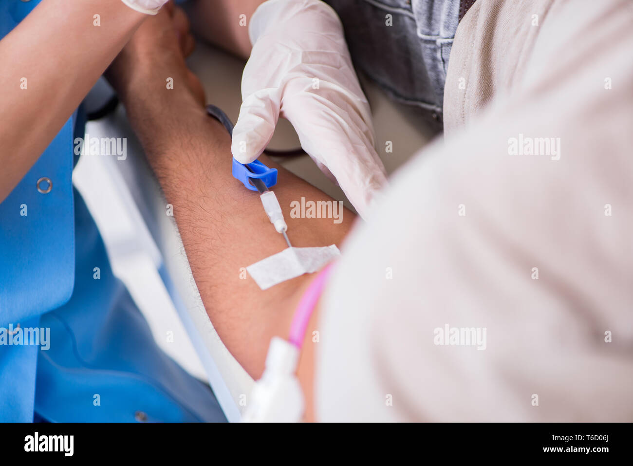 Patient getting blood transfusion in hospital clinic Stock Photo Alamy
