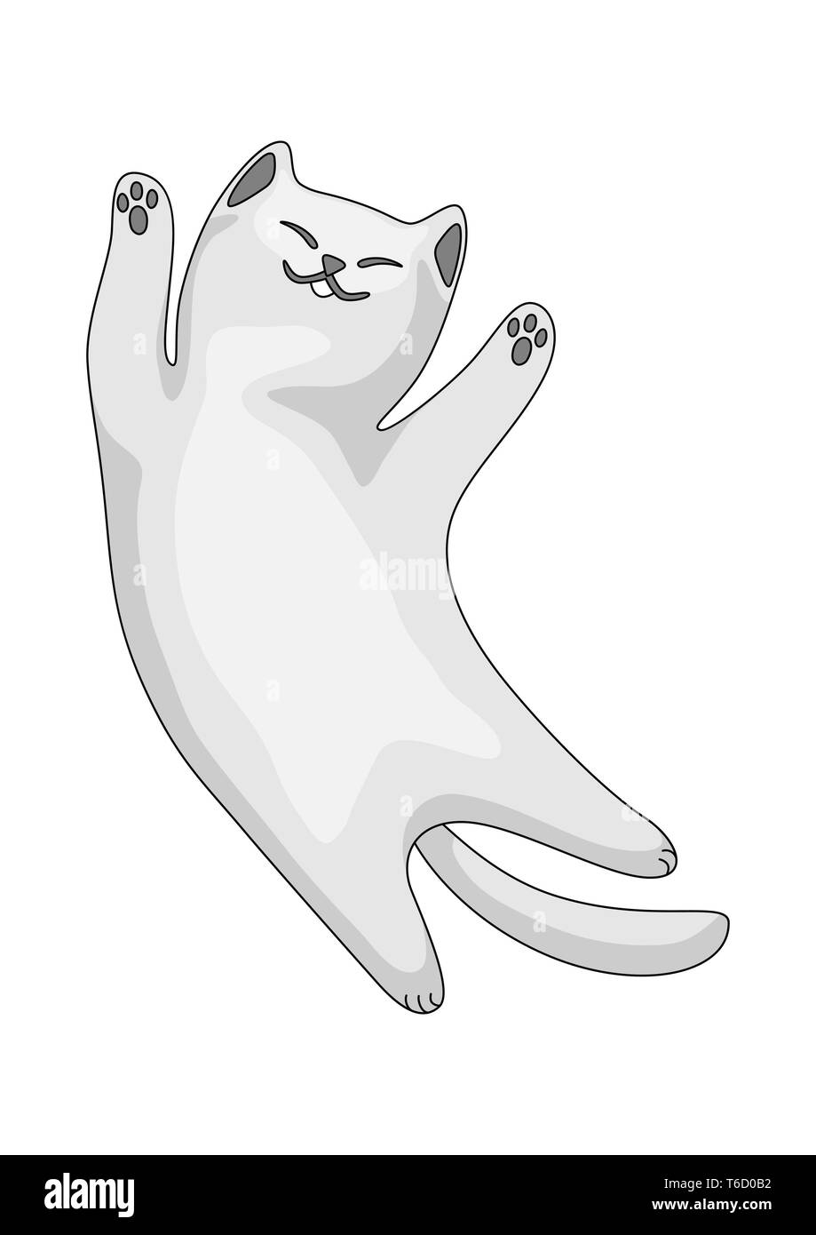 Stylized illustration of cartoon white cat. Cute pet on white background. Stock Vector