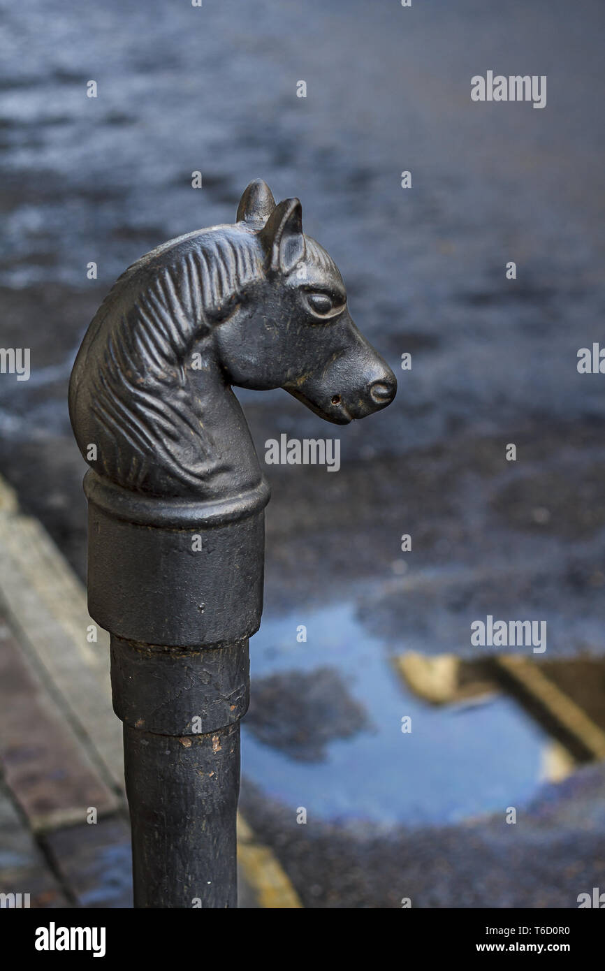 Horse Head Hitching post Stock Photo