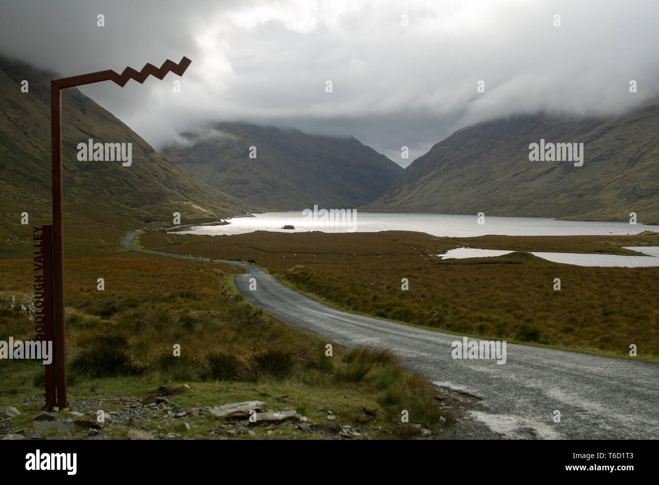 Doolough Valley with street in County Mayo Stock Photo Alamy