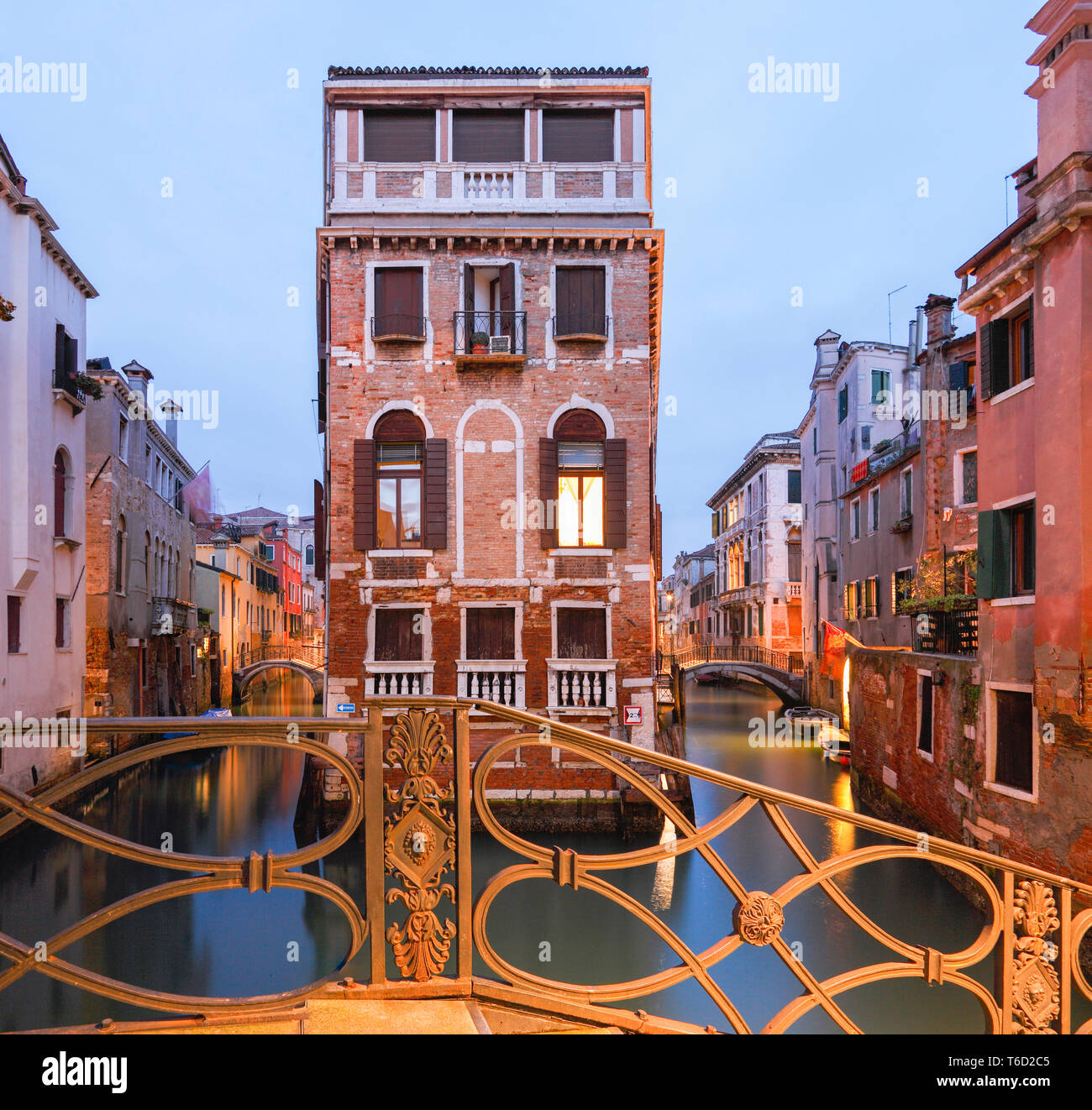 Picturesque View over the Rio de San Giovanni Laterano im Sestiere Castello; Venice, Veneto, Italy Stock Photo