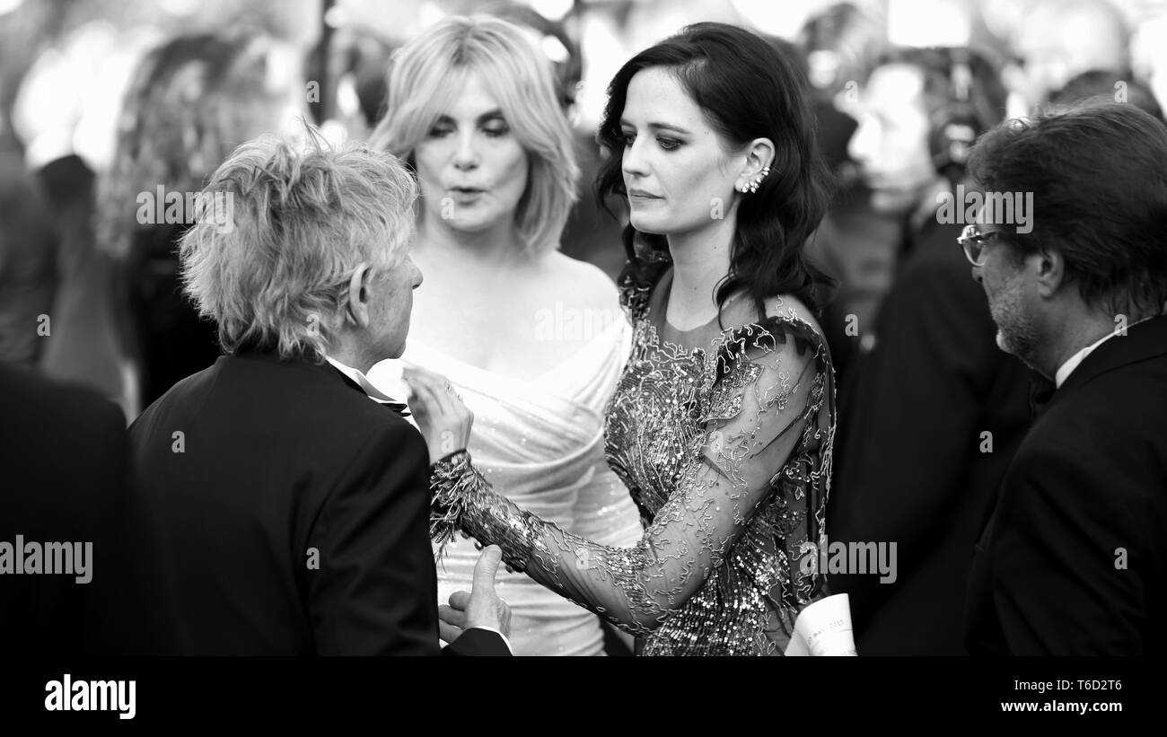 CANNES, FRANCE – MAY 27, 2017: Roman Polanski, Eva Green and Emmanuelle Seigner attends the 'Based on a True Story' screening (Photo: Mickael Chavet) Stock Photo