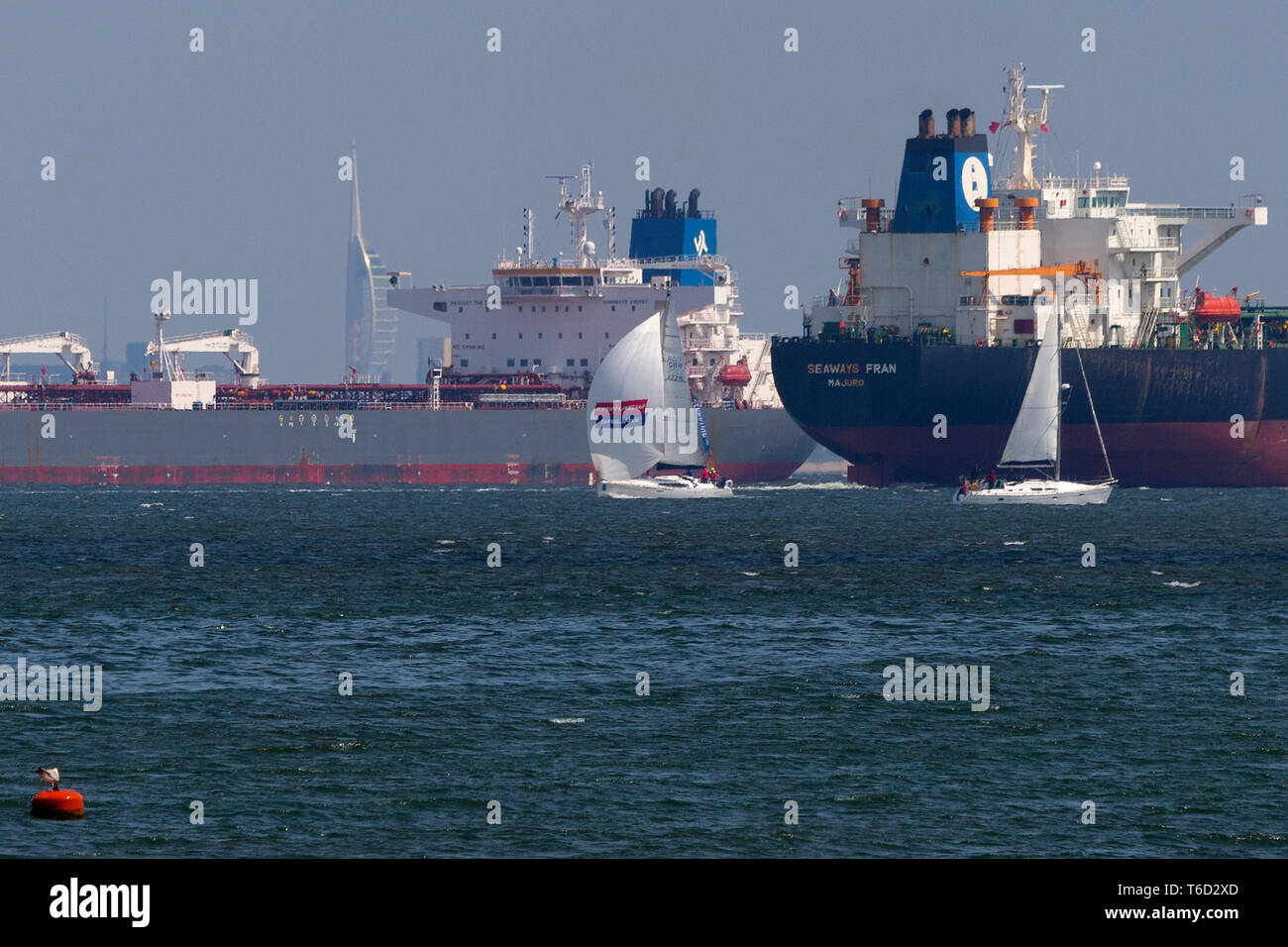 Kyrakatingo,Valletta,Voith,Schneider,power,system,propulsion,very busy shipping lanes,Yachts,boats,traffic,Tanker,Oil,Refinery,Fawley,The Solent Stock Photo