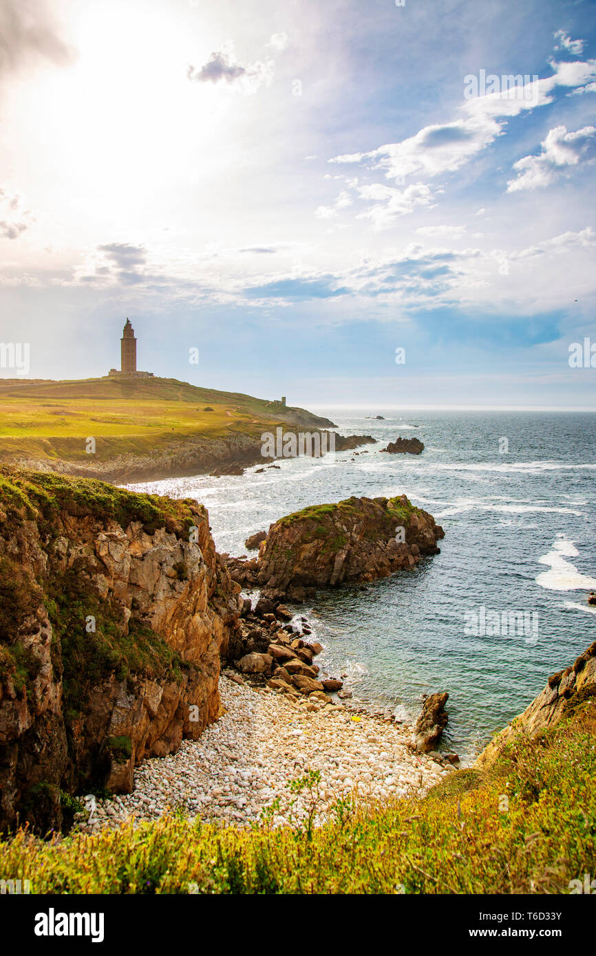Spain, Galicia, La Coruna, Torre de Hercules Stock Photo