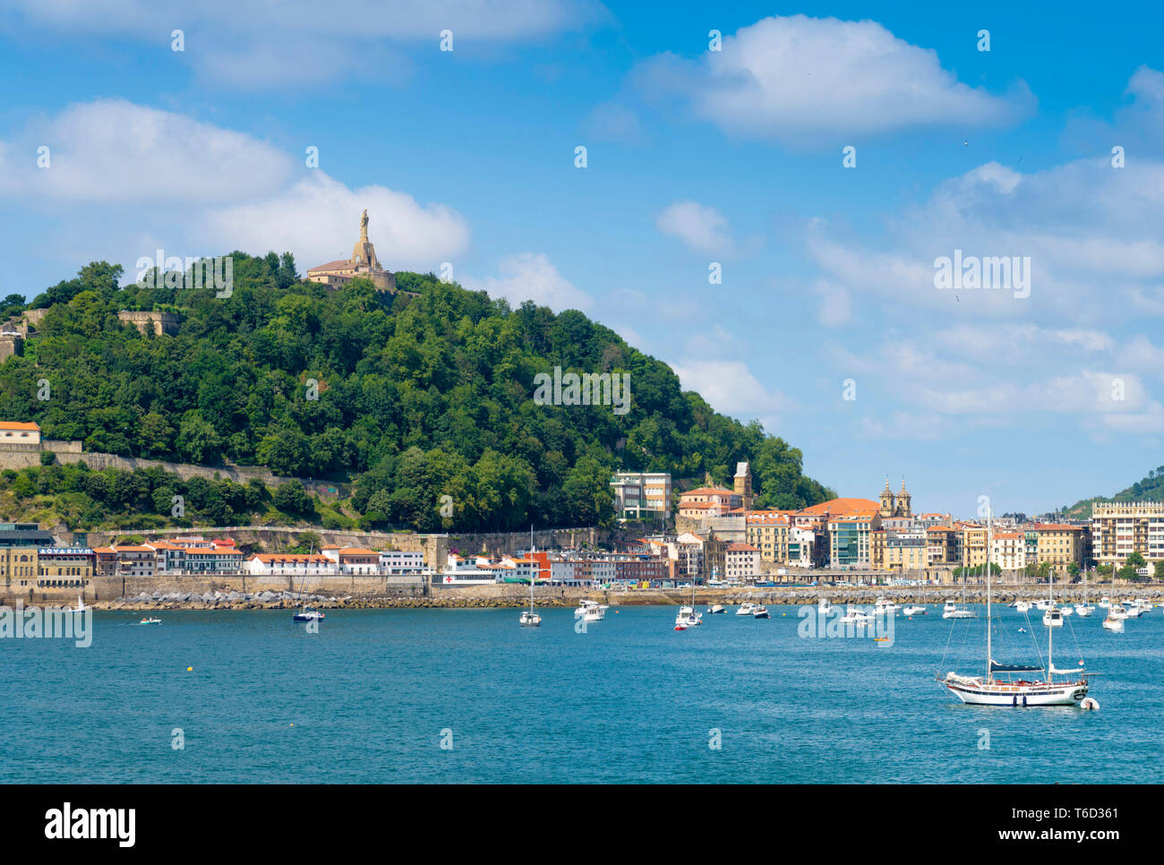 Spain, Basque Country, San Sebastian (Donostia). Santa Clara Island and the Concha Bay Stock Photo