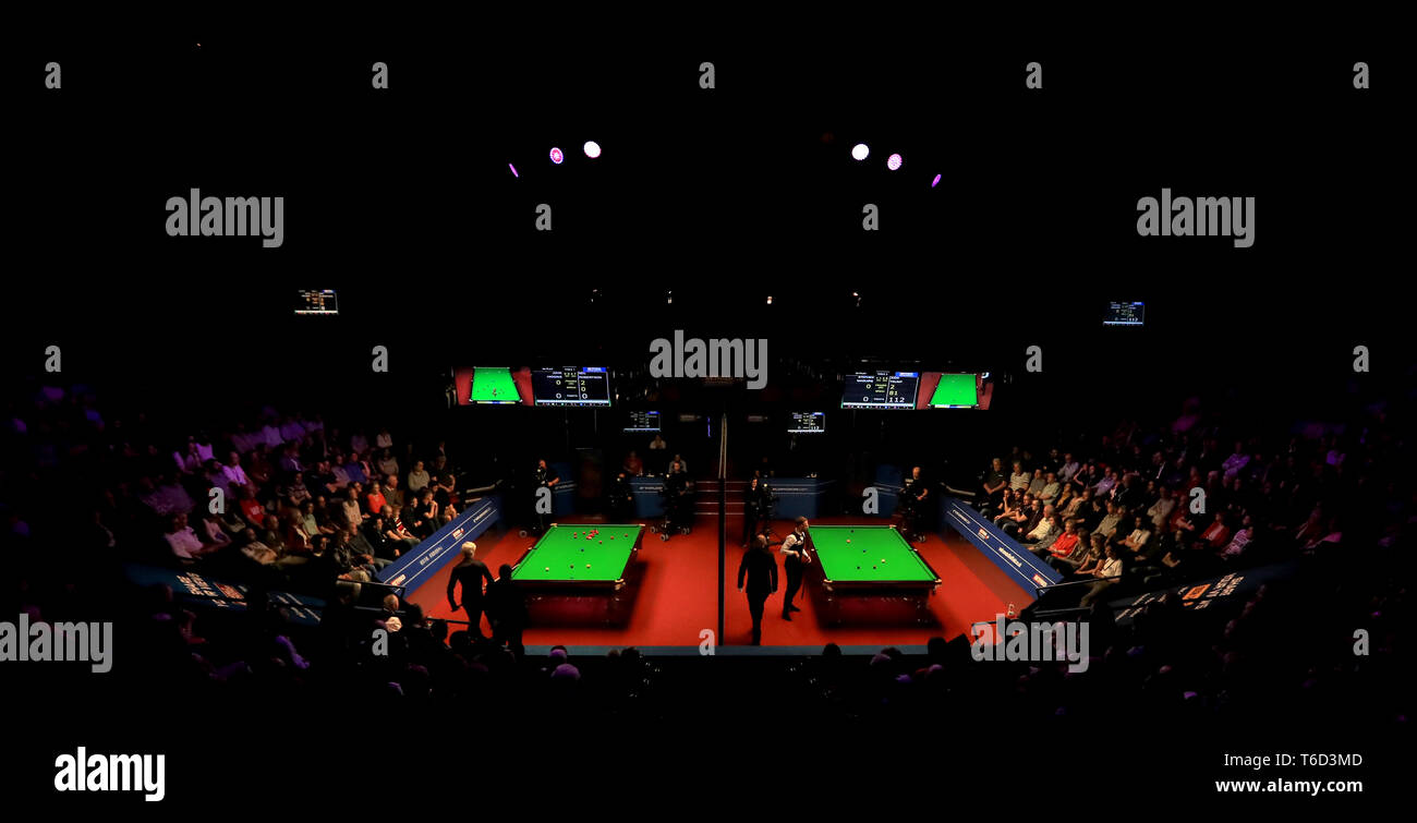 Neil Robertson In Action Against John Higgins Left Table And