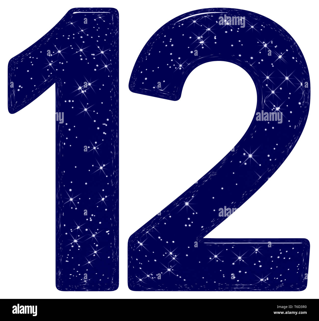 Numeral 12, twelve, star sky texture imitation, isolated on white  background, 3d render Stock Photo - Alamy