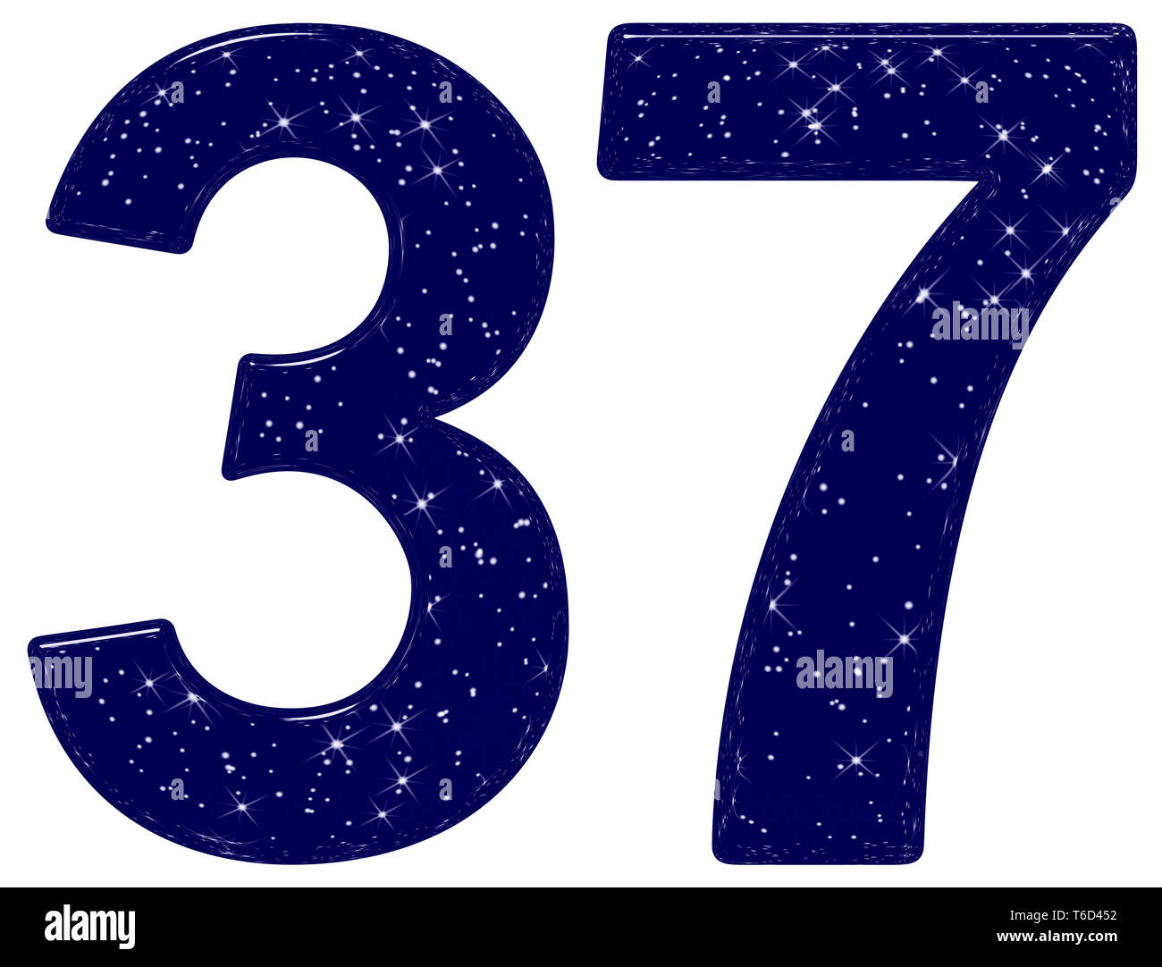 Numeral 37, Thirty Seven, Star Sky Texture Imitation, Isolated On White ...