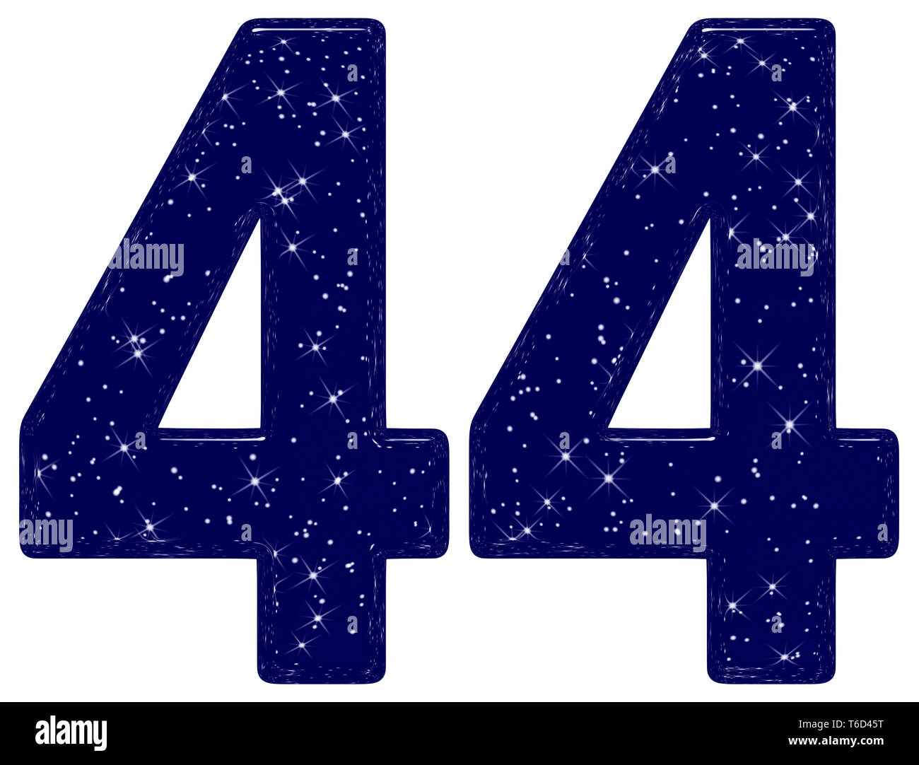 Numeral 44, forty four, star sky texture imitation, isolated on white  background, 3d render Stock Photo - Alamy