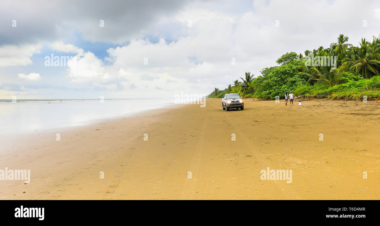 Las Lajas beach Panama with car and people Stock Photo